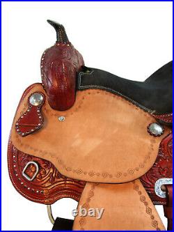 Barrel Racing Cowgirl Saddle Pleasure Tooled Leather Horse Tack Set 15 16 17 18