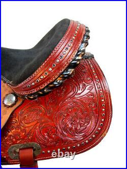Barrel Racing Cowgirl Saddle Pleasure Tooled Leather Horse Tack Set 15 16 17 18
