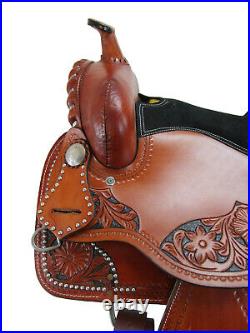 Barrel Racing Western Saddle Cowgirl Tooled Used Leather Tack Set 15 16 17 18