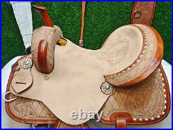 Barrel Racing Western Trail Horse Saddle Tack Premium Leather Tooled Size 10-18