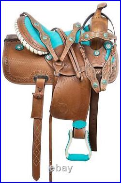 Barrel Saddle Leather Pleasure Trail Show Horse Horse Leather Tack Set 16