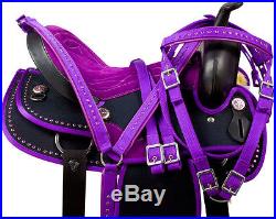Beautiful Purple Western Pleasure Trail Cordura Horse Saddle Tack 16 17 18