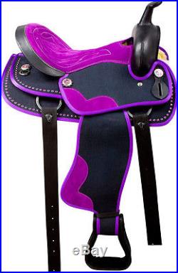 Beautiful Purple Western Pleasure Trail Cordura Horse Saddle Tack 16 17 18