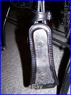Big Horn Black Silver Show Saddle Equitation 16 In. Super Nice Vintage Used