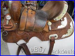 Billy Cook OK Fancy Silver Show Barrel Saddle 15 Used