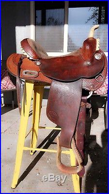 Billy Cook of Greenville, TX 14 Used Barrel Saddle with girth 2015