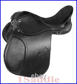 Black All Purpose Jump English Horse Leather Saddle 16 17 18