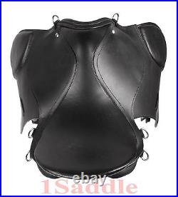 Black All Purpose Jump English Horse Leather Saddle 16 17 18