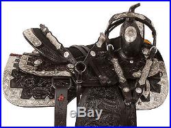 Black Beauty Western Show Parade Silver Horse Leather Saddle Tack 17 18