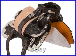 Black Beauty Western Show Parade Silver Horse Leather Saddle Tack 17 18