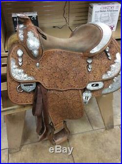 Blue Ribbon Western Show Saddle, Floral Tooled With Silver Accents