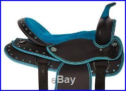 Blue Western Pleasure Trail Synthetic Seat Horse Saddle Tack Set 14 15 16 17 18