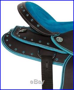 Blue Western Pleasure Trail Synthetic Seat Horse Saddle Tack Set 14 15 16 17 18
