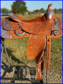 Bob's Custom Saddle silver western show 15.5 padded Excellent Condition