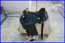 Branded Synthetic Half breed saddle With horn Black 16 All sizes
