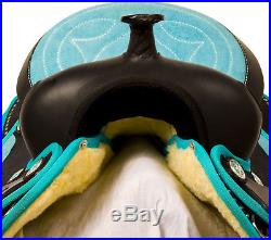 Bright Western Pleasure Barrel Teal Horse Synthetic Saddle Tack 14 15 16 17 18