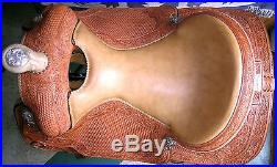 Broken Horn Western Show Saddle Reining or Pleasure 15.5 seat-Natural Leather