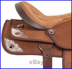 Brown Cordura Western Pleasure Pistol Silver Horse Saddle Tack 14 15 16 17 18