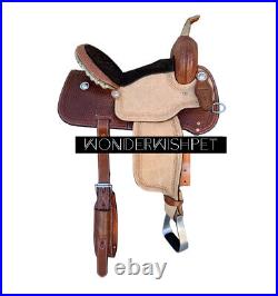 Brown Floral Tooled Leather Western Equestrian Barrel Horse Saddle Set 10 18