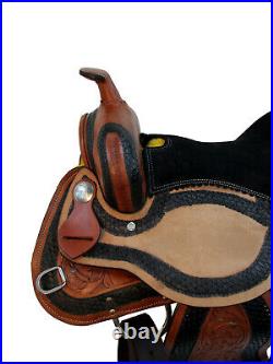 Brown Leather Barrel Saddle Used Horse Tack Pleasure Racing Tack 15 16 17 18