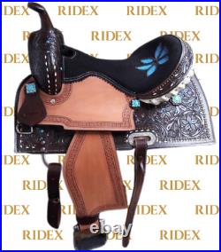 Brown Leather Western Barrel Racing Style Saddle For Horse
