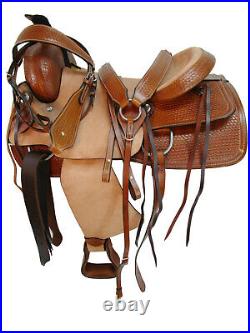 Brown Leather Western Horse Saddle 17 16 Roper Roping Ranch Pleasure Leather Set