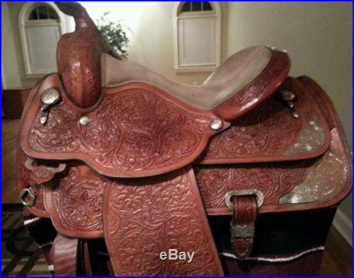 CIRCLE Y EQUITATION WESTERN PLEASURE SHOW SADDLE 15.5-16 LOADED WITH SILVER