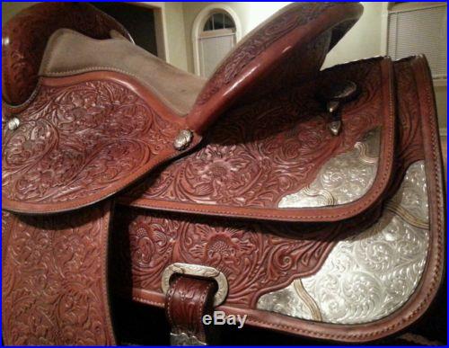 CIRCLE Y EQUITATION WESTERN PLEASURE SHOW SADDLE 15.5-16 LOADED WITH SILVER