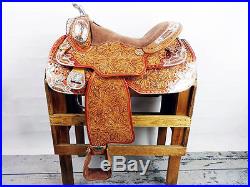CUSTOM 16 GOLD MONTANA SHOW SILVER WESTERN LEATHER PARADE TRAIL HORSE SADDLE