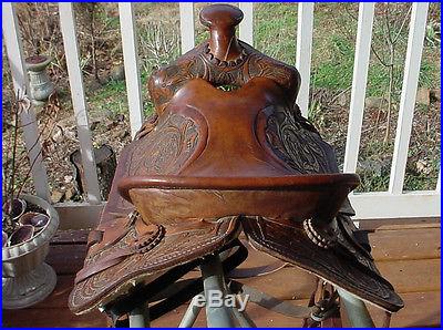 Child or Youth Leather Tooled Western Saddle 12.5 Needs Cleaning & Oil