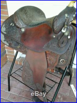 Circle Y 15 Youth Show Saddle Dark Tooled with Silver