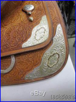 Circle Y Gold Overlay Silver Show Saddle Used 16