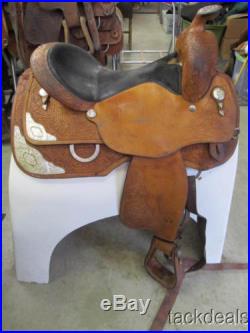 Circle Y Gold Overlay Silver Show Saddle Used 16