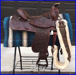 Circle Y Park & Trail 16 Custom Sunflower Tooled Leather Suede Western Saddle