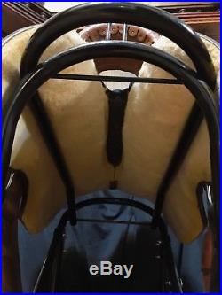 Circle Y Show Saddle, 16 Equitation seat, Light Oil, Gently Used, Silver/Gold