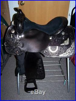 Circle Y Silver Black Show Saddle Equitation 15.5 Yoakum, Tx Great Nice Used