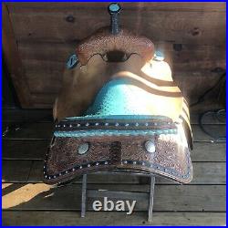 Circle Y Turquoise Ostrich Leather 15 inch Saddle