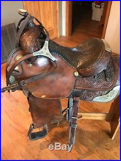 Circle Y Well Used Leather Show Saddle 15 Silver Comes w Bridle & Breastcollar