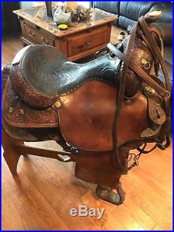 Circle Y Well Used Leather Show Saddle 15 Silver Comes w Bridle & Breastcollar