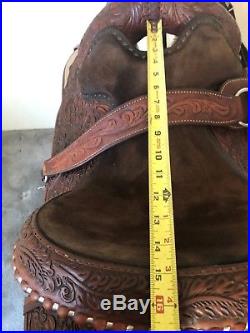 Circle Y Western Equitation Show Brown 15 Western Saddle, Lots of silver