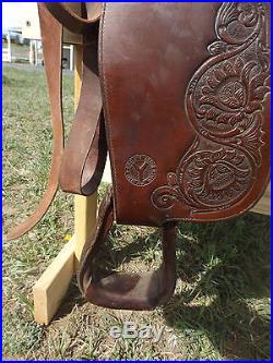 Circle Y dark leather western saddle, pleasure or trail