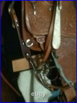 Circle Y western show saddle package. 16 inch with all carrying bags