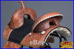 Classic Series Hilason Treeless Western Trail Barrel Racing Leather Saddle 15