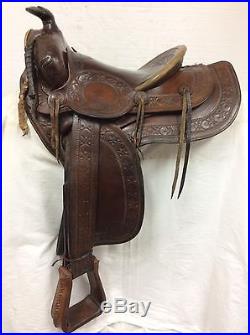 Collector Vintage Western Trail Saddle 14 Used Regular Quarter Horse Bar