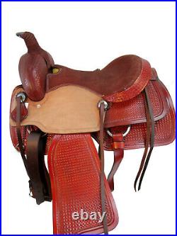 Comfortable Horse Trail Western Saddle Tooled Leather Used Tack Set 15 16 17 18