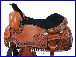 Comfortable Trail Saddle Western Horse Floral Tooled Used Leather 18 17 16 15