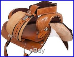 Comfy Deep Seat Western Horse Pleasure Trail Leather Saddle Tack Set 15 16 17 18