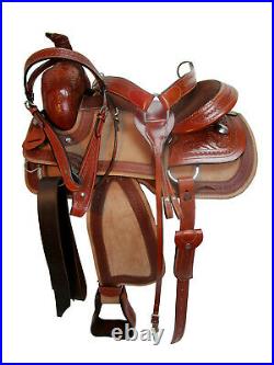 Comfy Trail Saddle Western Horse Pleasure Floral Tooled Leather Tack Set 16 17