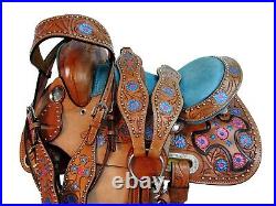 Comfy Trail Western Saddle 10 12 13 Pleasure Horse Floral Tooled Leather Tack