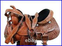 Comfy Trail Western Saddle 18 17 16 15 Pleasure Horse Floral Tooled Leather Tack